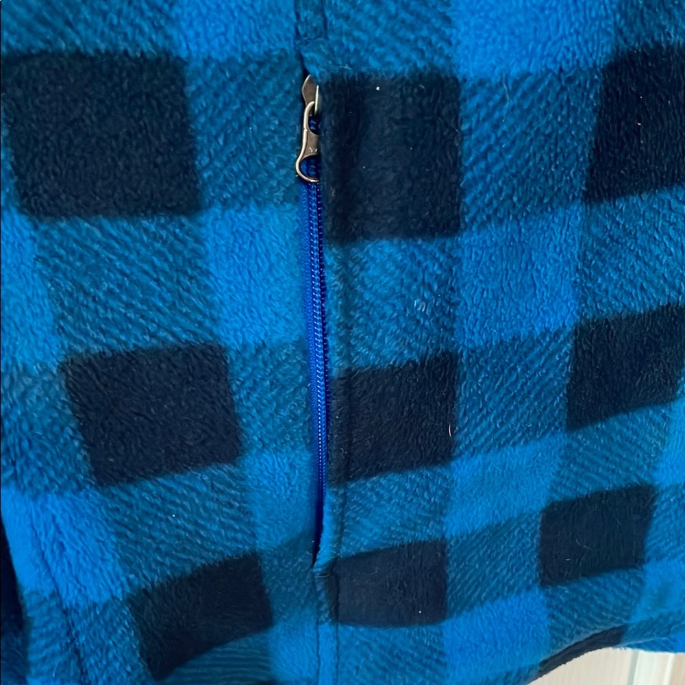 Columbia Blue and Black Plaid Fleece Jacket - Picture 6 of 6